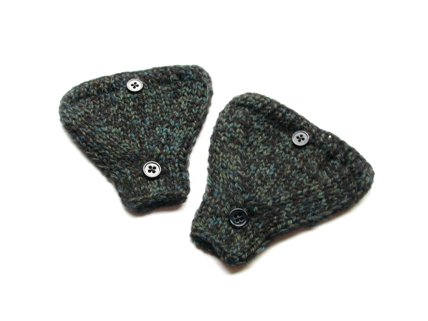 Bicycle Helmet Ear Warmers Accessories Black and Green Variegated Wool