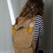 Big laptop backpack in beige ivory color with Mustard buckles FREE SHIPPING