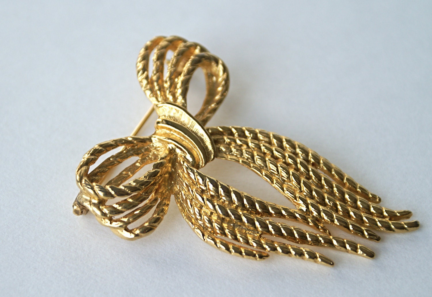 Bow Brooch, Braided Rope Ribbon Pin