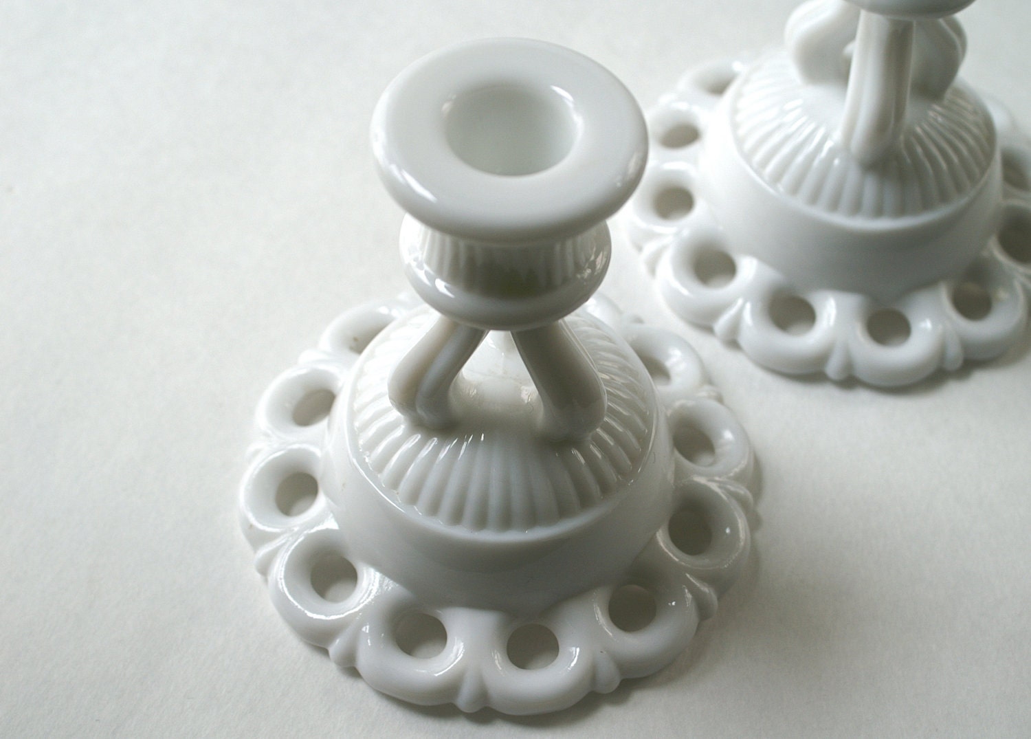 Vintage Milk Glass Candle Holders