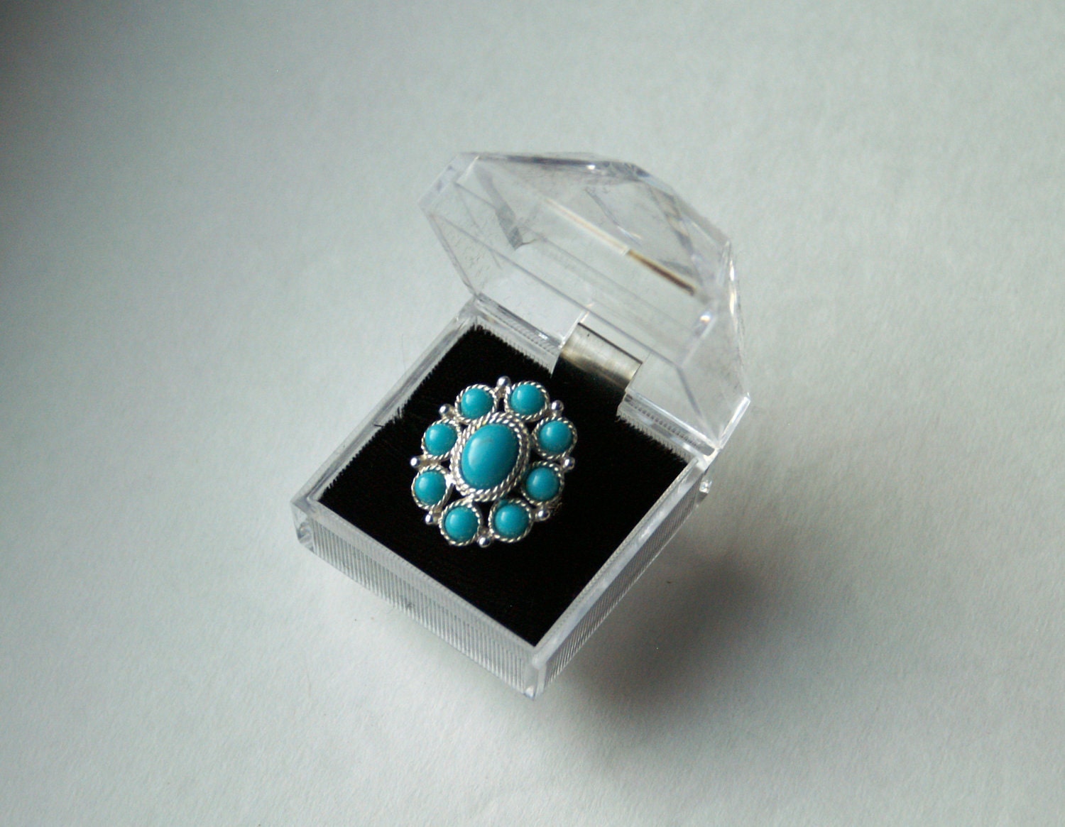 Faux Turquoise and Silvertone Vintage Ring by Sarah Coventry