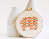 Cross stitch pattern PDF - Little elephant in orange and blue