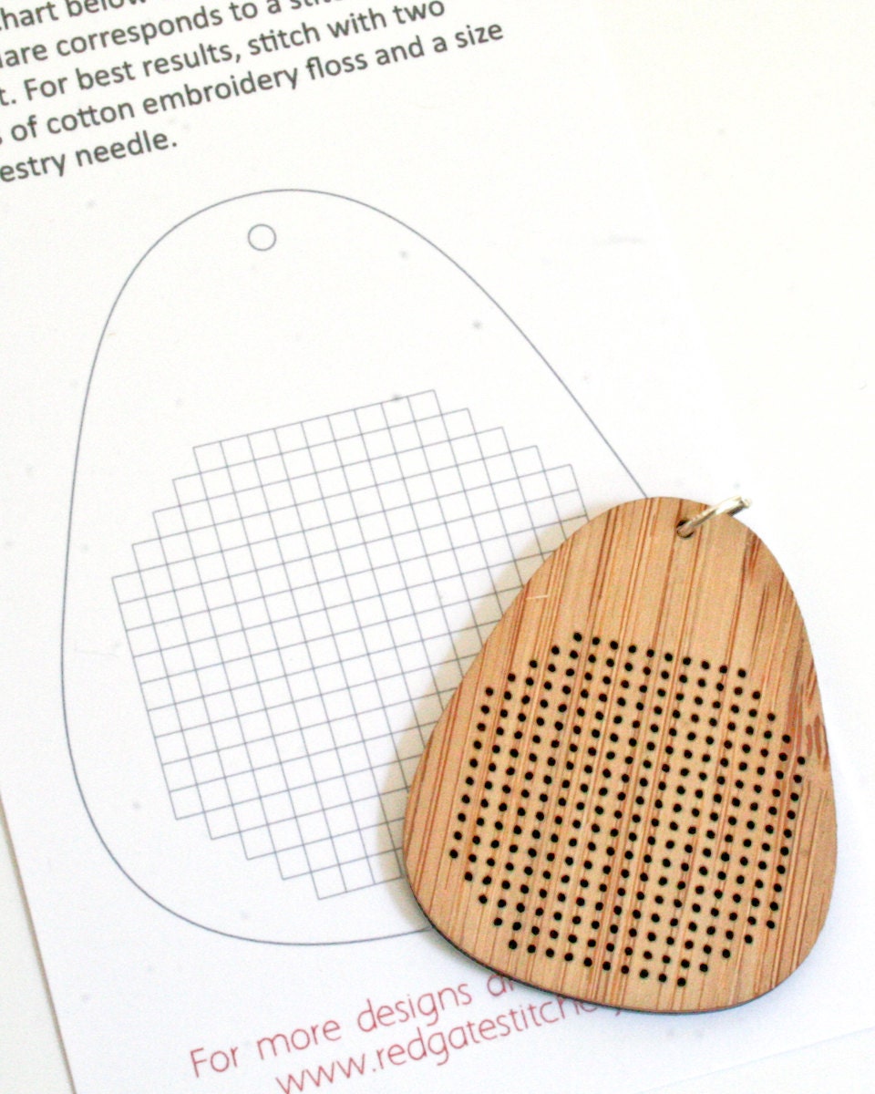 DIY Cross Stitch Necklace - Bamboo Pendant Blank - Teardrop