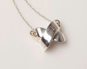 Cross Kiss Necklace - Silver and 14 Karat Gold