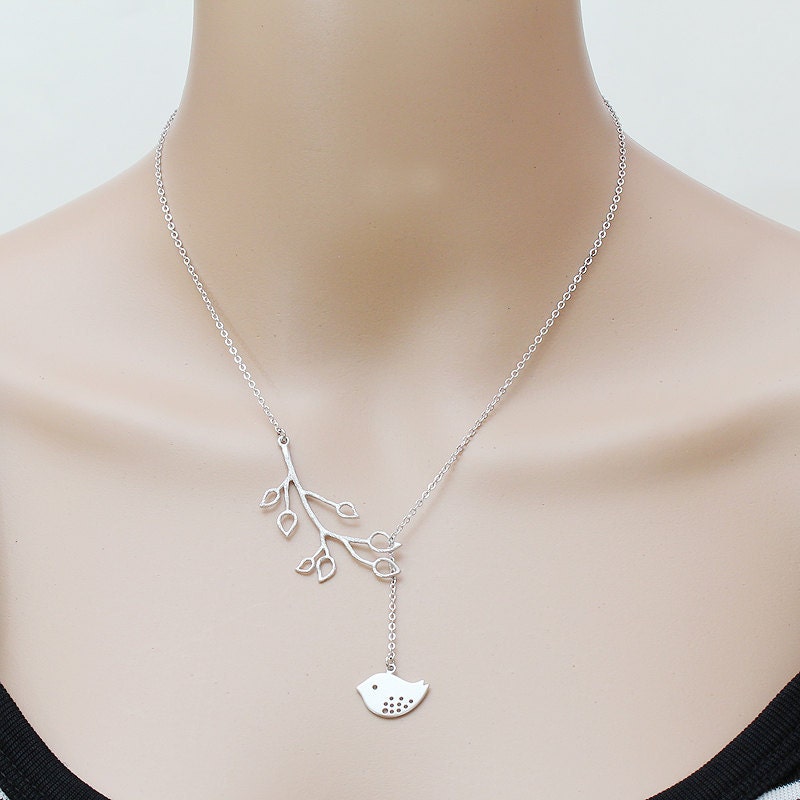 Sterling Silver Chain & Rhodium Plated Charms, Organic Leaf Connector, Necklace