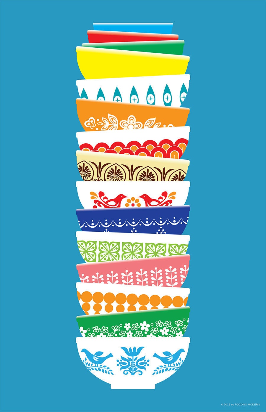Vintage Pyrex Poster - Blue