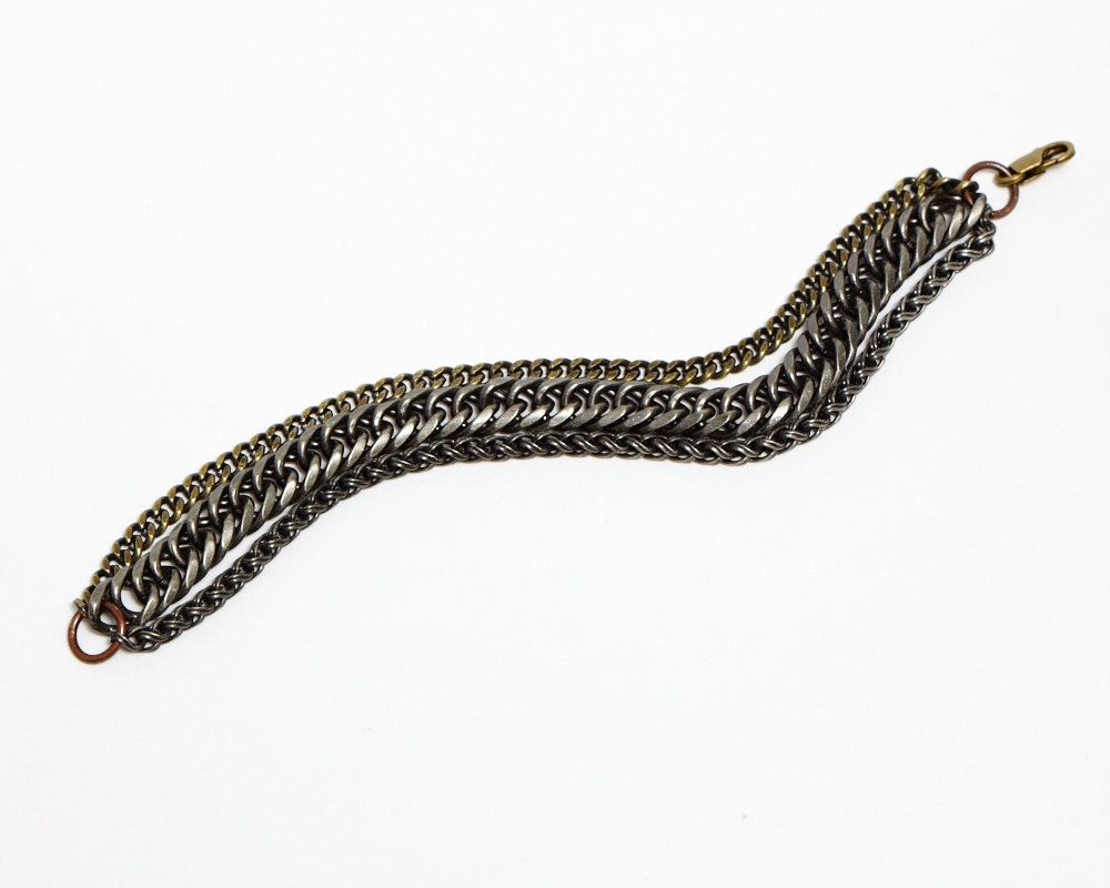 Triple chain tricolor bracelet - Bali collection