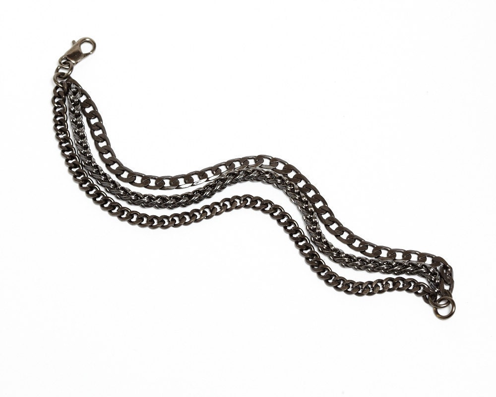 Triple chain oxidized metal bracelet - Trinidad collection