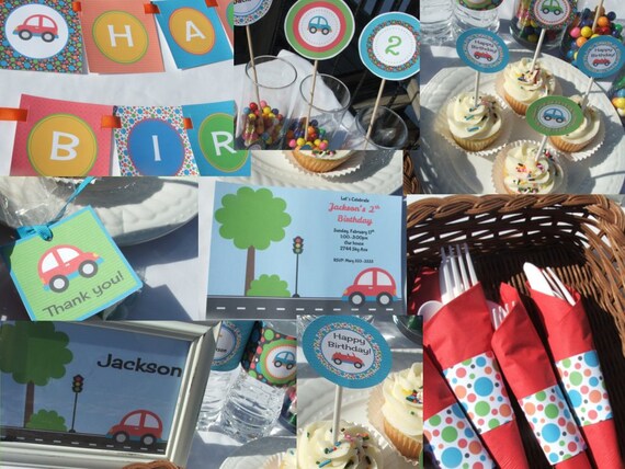 Car Birthday Party Package Children Printable Decorations