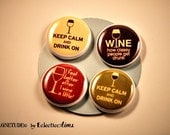 Wine Lovers Button Magnet Set, One Inch Buttons