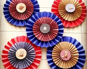 Set of 5 Western/ Cowboy/ General Store Extra Large Double Layered Paper Rosettes