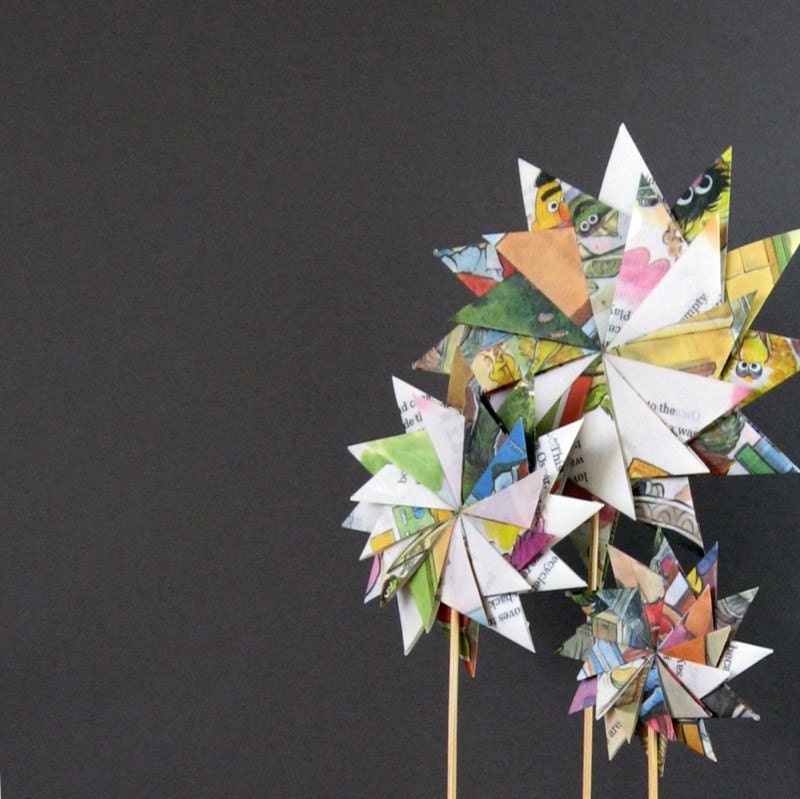 Paper Garden - Origami Sculpture - Home Decor - Recycled Book
