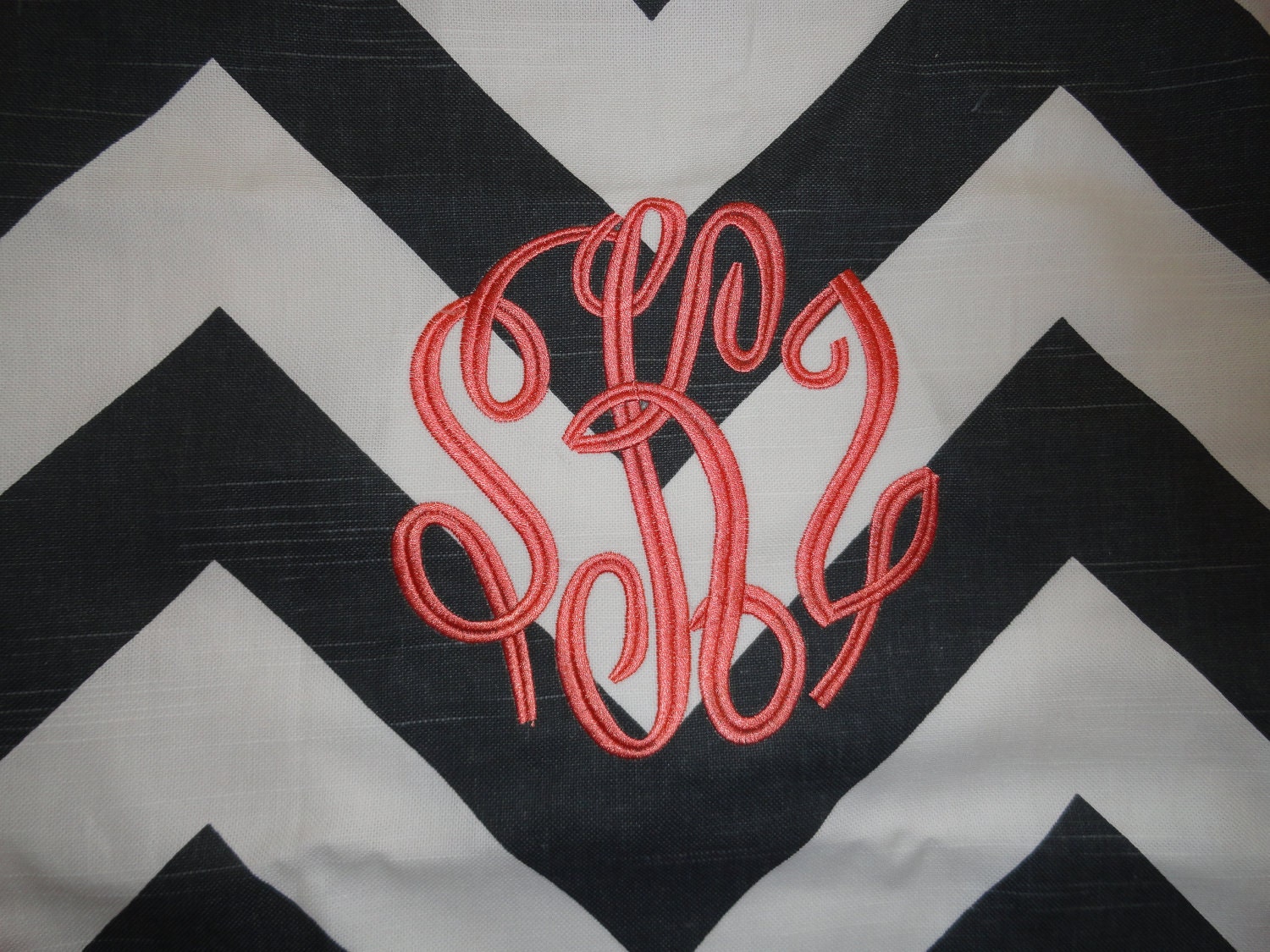Custom Monogrammed Charcoal and White Chevron Pillow Cover