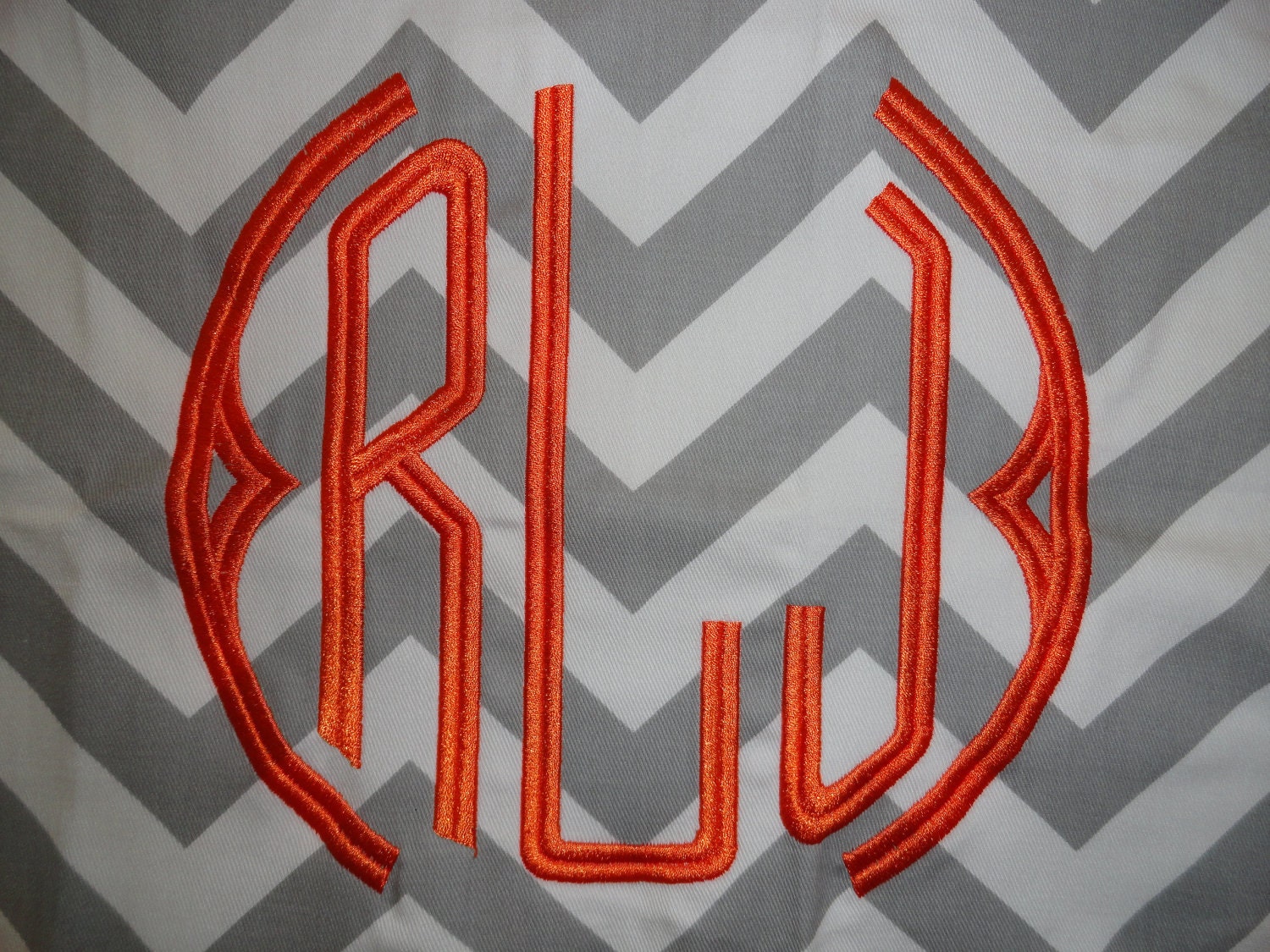 Custom Monogrammed Gray & White Chevron Throw Pillow Cover