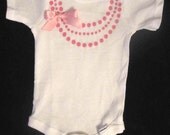 Cute baby girl gift fashion faux pearl Necklace onesie, pink with bow, Different size onesies available. Great for Easter Photos