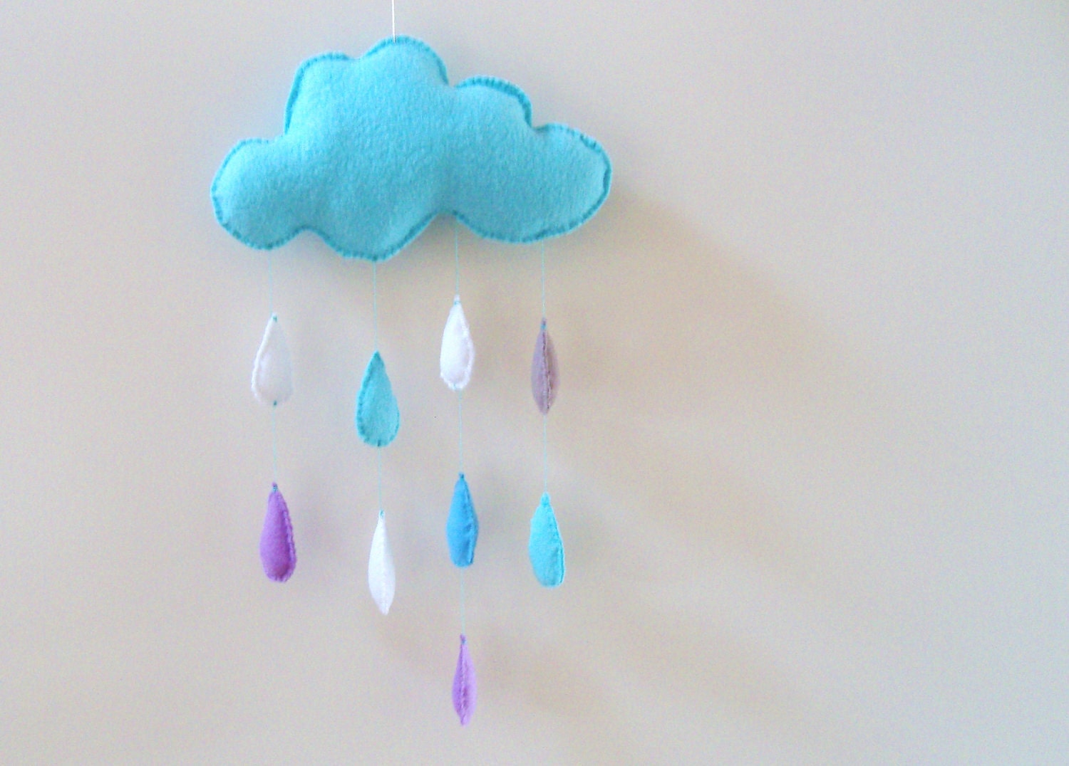 Colorfull cloud mobile with raindrops, nursery decoration, mobile