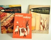 Set of 3 Summer Cookbooks from the 1950's Outdoor Cookery Ice Creams Hamburger Hot Dog Cookbooks
