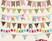 Bunting Flag Banner - Digtal Clipart - Scrapbooking , card design, invitations, web design - INSTANT DOWNLOAD