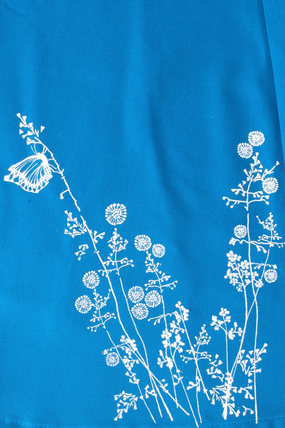 floral printed skirt with butterfly in azure blue. (RK0402)