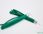 Green Suede Tassel Earrings