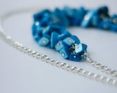 Turquoise Blue Mother of Pearl Shell Chain Necklace