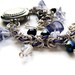 Chainmail and bead dress watch, purple flower petal beads, faceted black and crystal beads