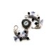 Chainmail and bead dress watch, purple flower petal beads, faceted black and crystal beads