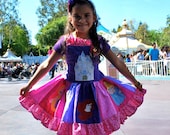 Pink and Purple Princess Bow Dress ALL 6 Princesses on ONE Dress 2t - 10