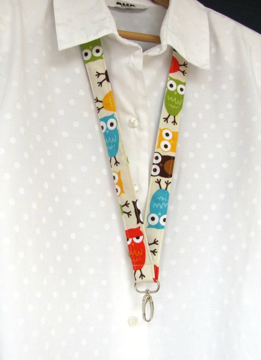 Owls Lanyard, Fabric ID Badge Lanyard Key Holder for Teacher, Student, Nurse Back to School