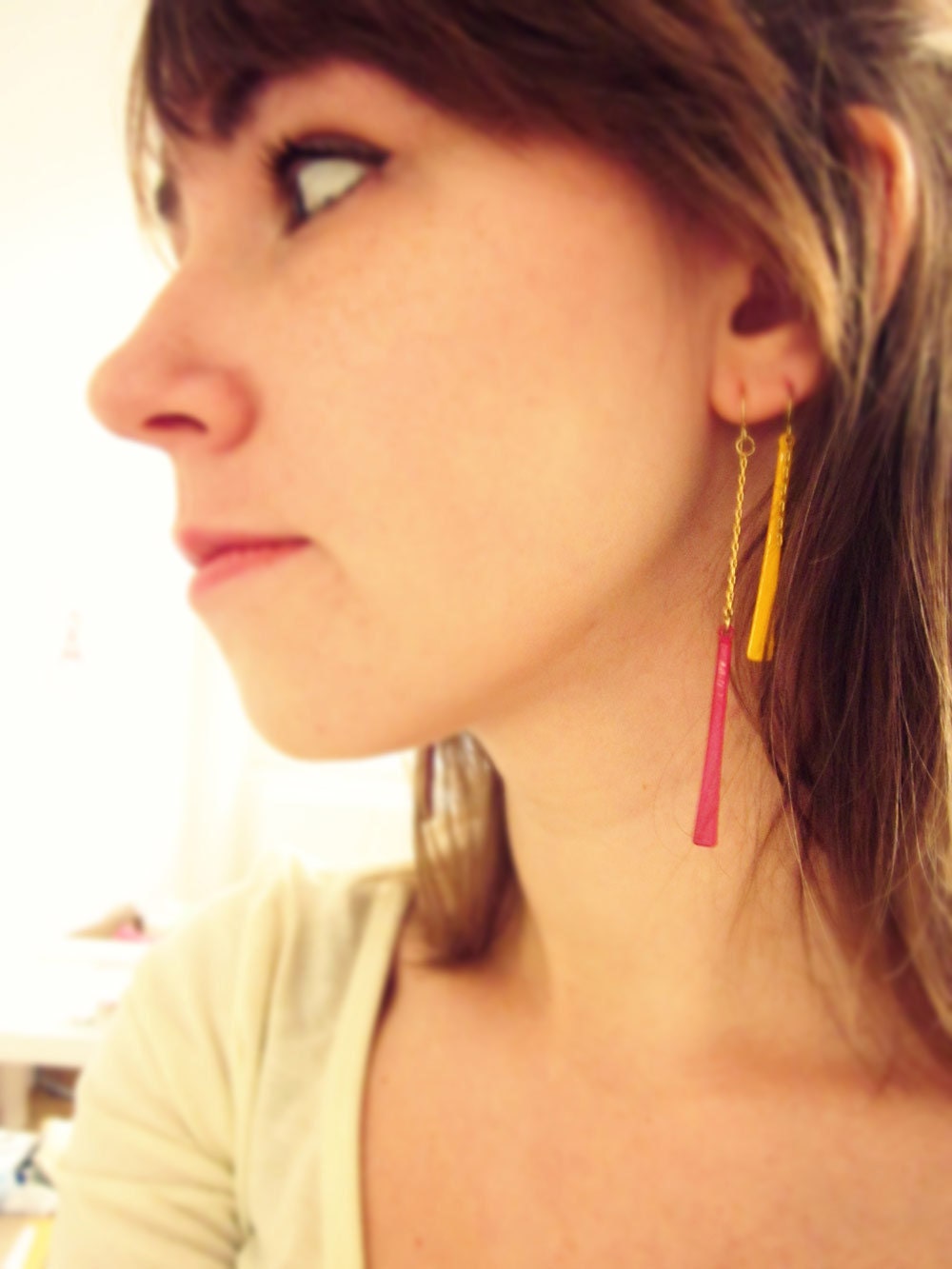 Custom Earrings - simple geometric lines - your choice of color