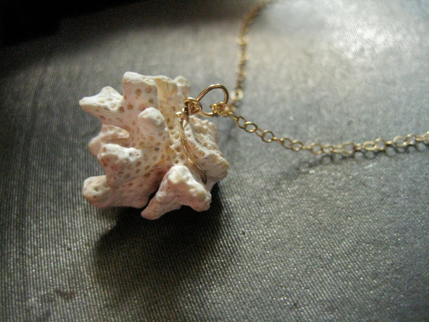 20% SALE - Natural Coral Necklace on 14k Gold Chain