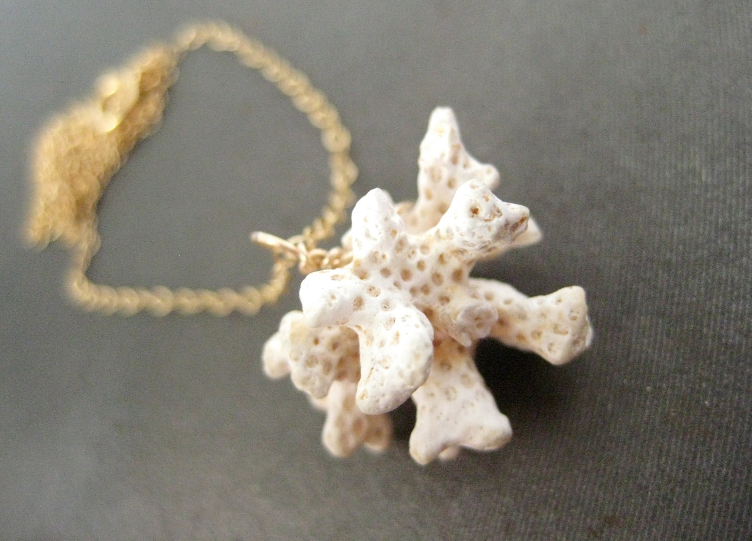 20% SALE - Natural Coral Necklace on 14k Gold Chain