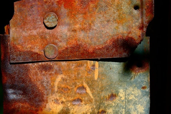 Abstract Fine Art Photography Orange Grey Barn Metal Rust, Overlap - 8x12