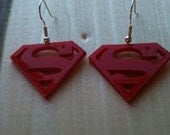 Man of Steel Earrings, Red Acrylic Superman Logo Earrings