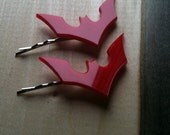 Batwoman Logo Bobby Pins, Red Acrylic Bat Symbol