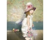 Shabby Chic Fairy Art Print    ' Little Miss Flutter Rose ' by Charlotte Bird