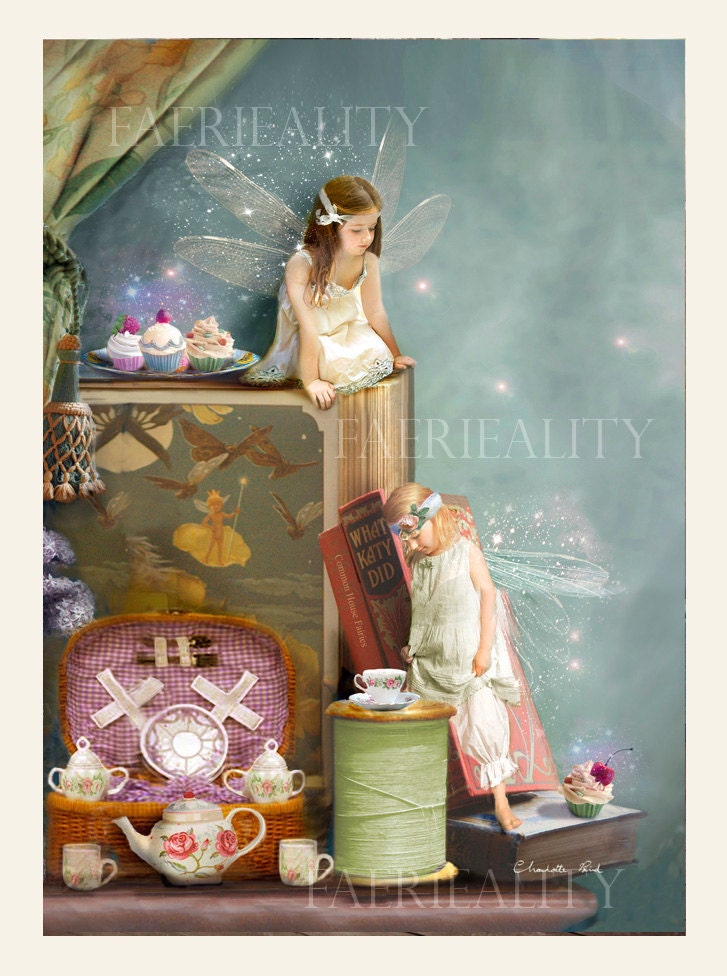 Nursery Rhyme Print  ' Everything Stops For Tea '  by Charlotte Bird Matted size 12 x 16 inches