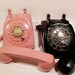 Pink and Black His-and-Hers Rotary Phones