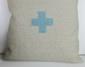 Beautiful Decorative Vintage Looking Swiss Cross Pillow - Hemp & Wool