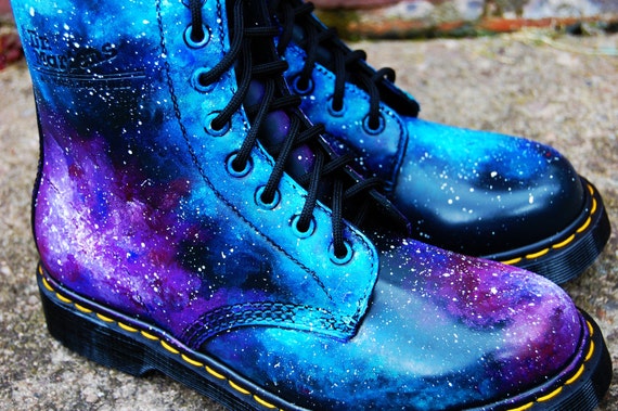 Galaxy Cosmic Gothic Print Dr Martens. Hand Painted . made to order. any size