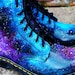 SUMMER SALE Galaxy Cosmic Gothic Print Doc Dr Martens. Hand Painted . made to order. any size
