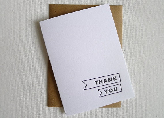 Letterpress Thank You Flag Card - Single