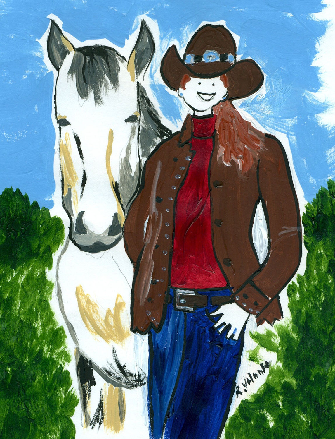 You and your horse painted and then reproduced on personalized note cards with message on back