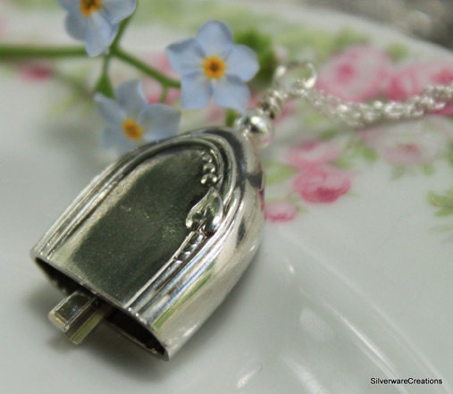 Silverware Bell Pendant with STERLING SILVER Chain - It Jingles - MEADOWBROOK/Heather 1936 - One of a Kind Bridal Gift