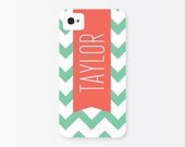 iPhone 5 or 4/4s Case - Custom Pool Chevron, Personalized