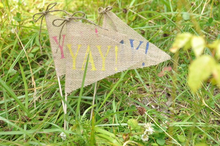 Burlap Flags on Stick (Set Of 6)