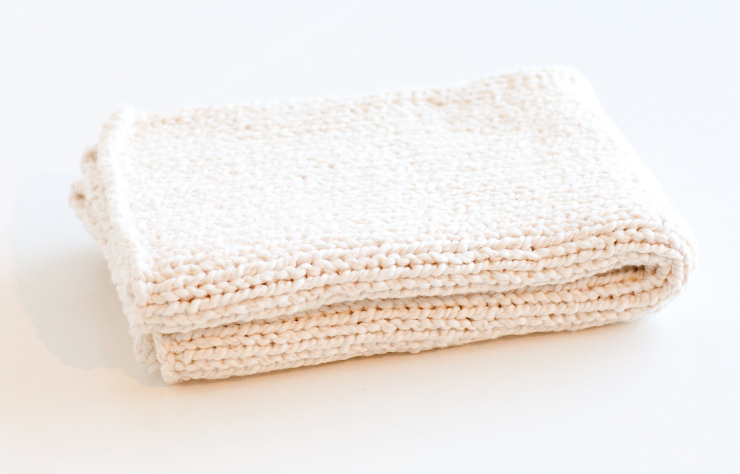 100% Organic Cotton Baby Blanket, Hand Knitted