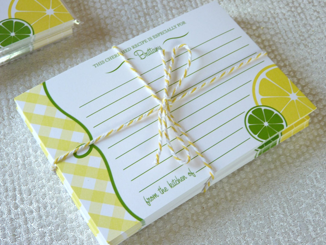 Lemon Recipe Cards / Gingham Recipe Cards