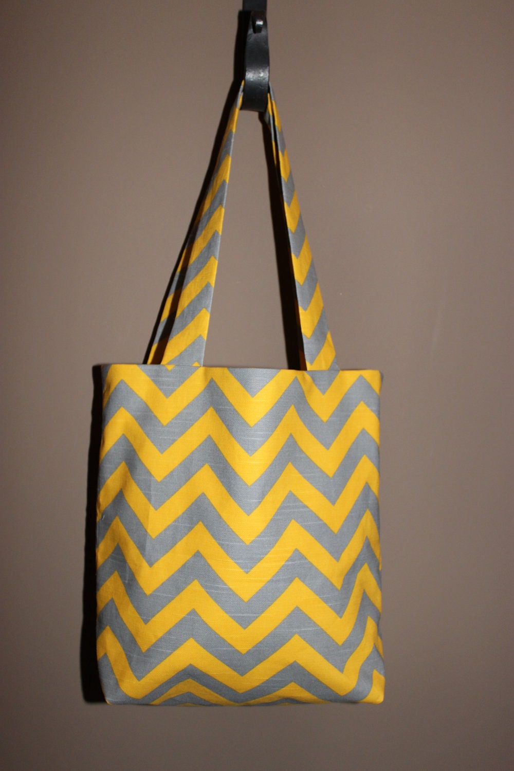 MEDIUM yellow and gray CHEVRON stripe zigzag Handbag/ Diaper Bag/ Purse/ Tote/ Beach Bag