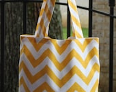 MEDIUM yellow and white CHEVRON stripe zigzag Handbag/ Diaper Bag/ Purse/ Tote/ Beach Bag